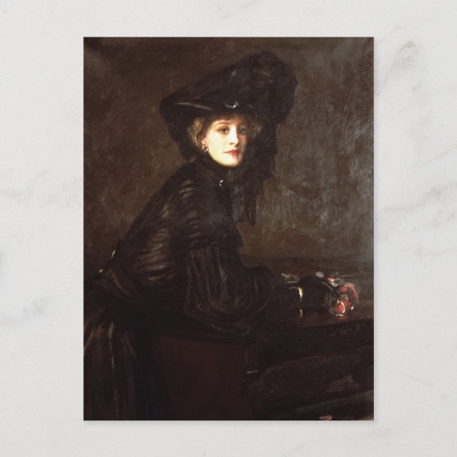 Carte Postale Portrait d'une femme en noir par Sir John Lavery (Devant)