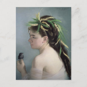 Carte Postale Portrait d'une fille tenant un Bruant