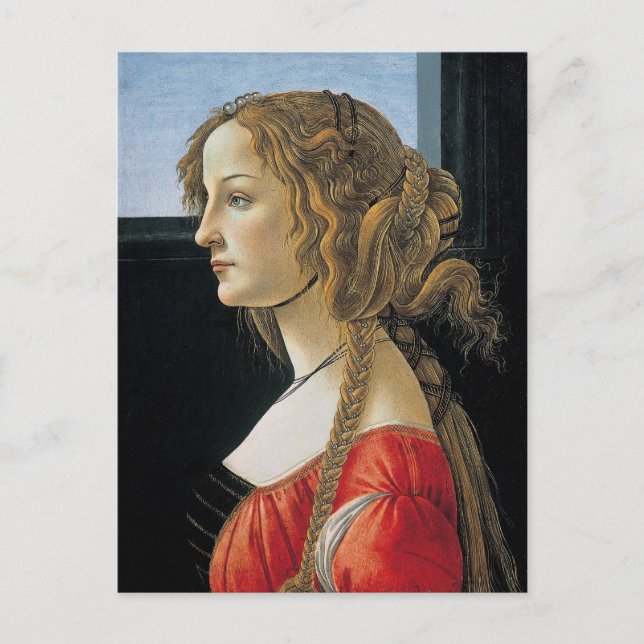 Carte Postale Portrait d'une jeune femme par Botticelli (Devant)