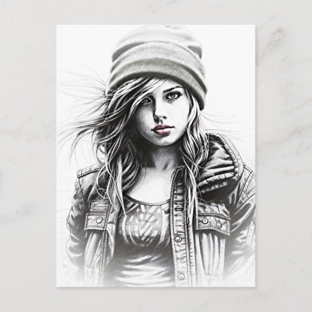 Carte Postale Portrait d'une jeune fille grunge (Devant)
