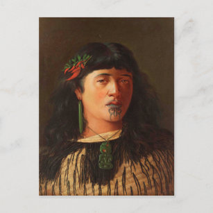 Carte Postale 'Portrait d'une jeune Maori avec Moko'