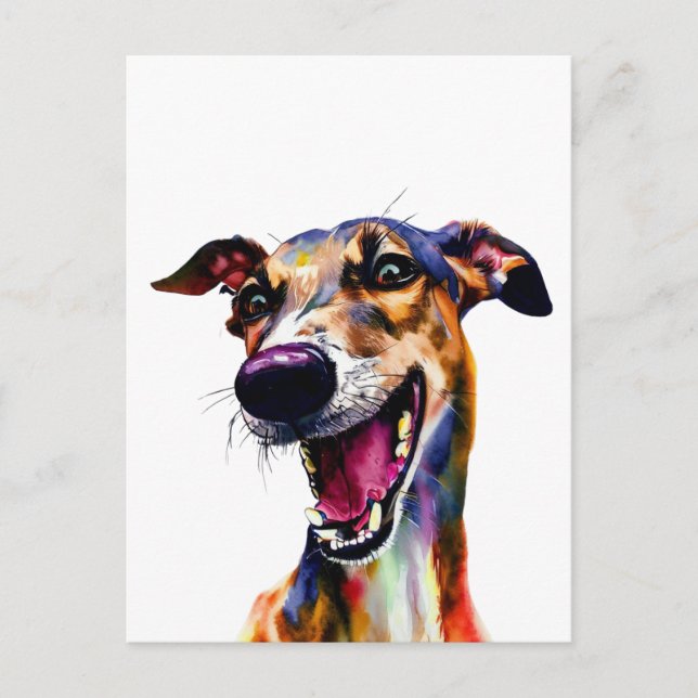 Carte Postale Portrait élégant de Galgo avec une Pop de couleur (Devant)