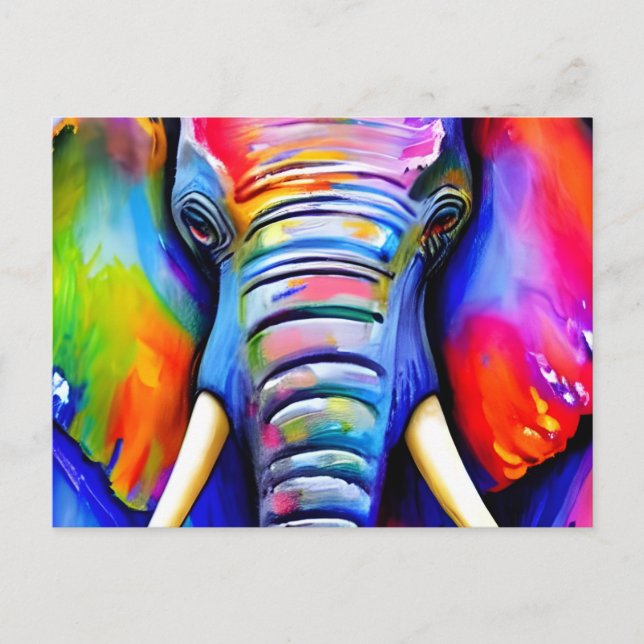 Carte Postale Portrait Elephant Art (Devant)