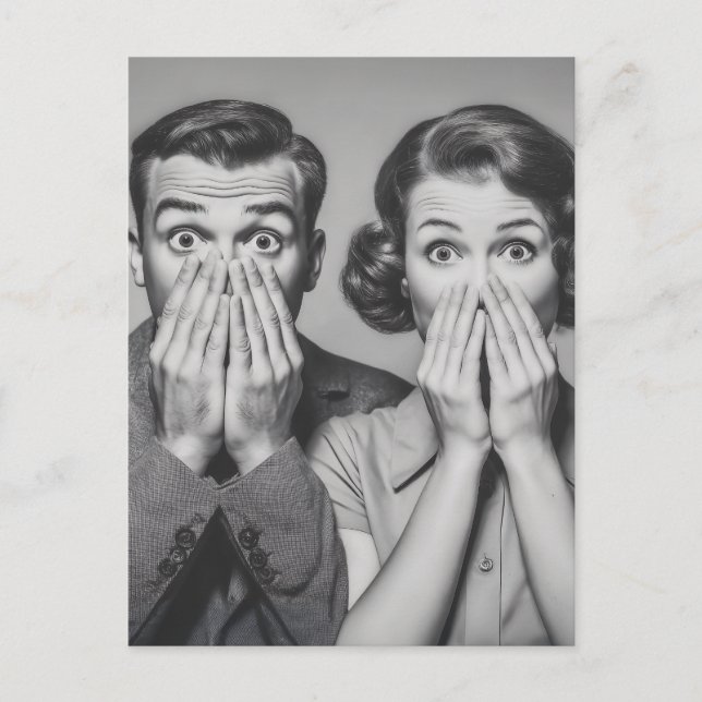 Carte Postale Portrait en couple rétro choqué (Devant)