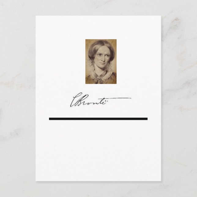 Carte Postale Portrait et signature de Charlotte Brontë (Devant)