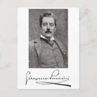 Portrait et signature de Giacomo Puccini