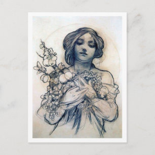 Carte Postale Portrait (Étude), Alphonse Mucha