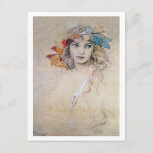 Carte Postale Portrait (Étude), Alphonse Mucha Postcard