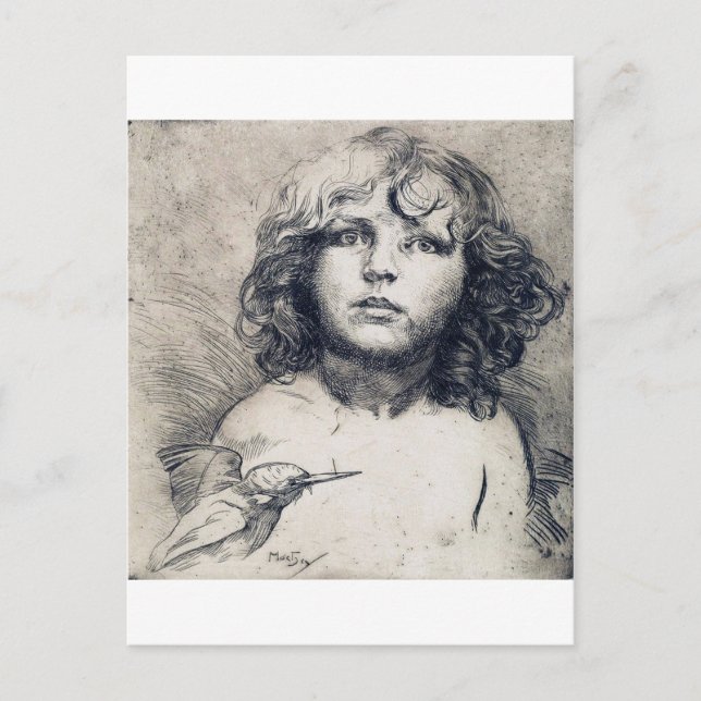 Carte Postale Portrait (imprimé cuivre), Alphonse Mucha (Devant)