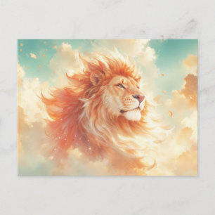 Carte Postale Portrait majestueux du lion dans les nuages