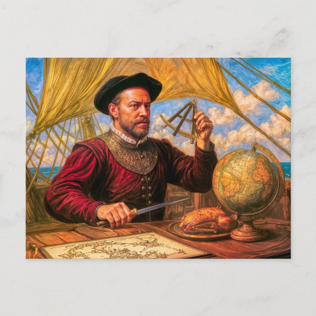 Carte Postale Portrait maritime de Sir Francis Drake (Devant)