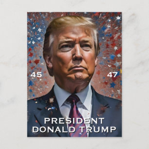 Carte Postale Portrait moderne du président Donald Trump