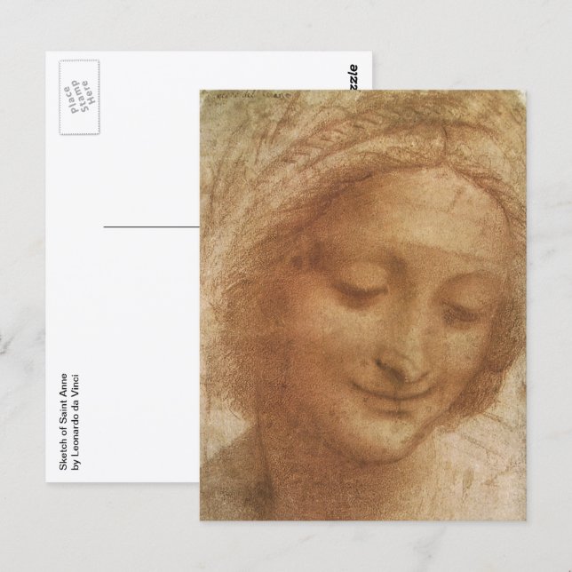 Carte Postale Portrait of Saint Anne by Leonardo da Vinci (Devant / Derrière)