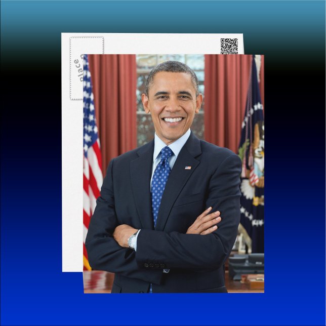 Carte Postale Portrait officiel de Barack Obama pour son second  (President Barack Obama 2nd Term Official portrait Postcard)