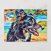 Portrait Original de Chien de Border Collie Art de