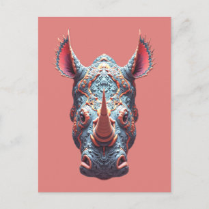 Carte Postale Portrait Orné de Rhino - Masque d'Esprit Psychédél