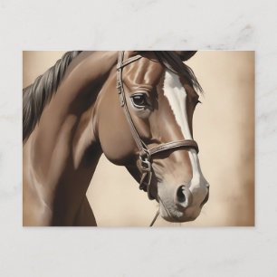 Carte Postale Portrait sépia vintage d'un cheval