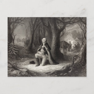 Carte Postale Portrait vintage de George Washington prier