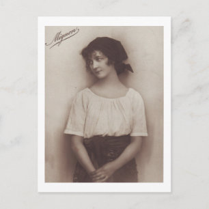 Carte Postale Portrait Vintage de la femme romantique