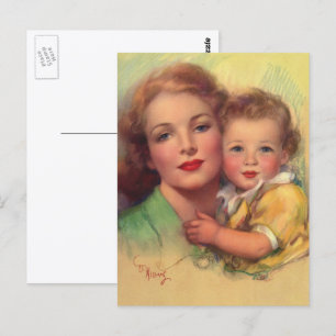 Carte Postale Portrait vintage de la mère et de l'enfant