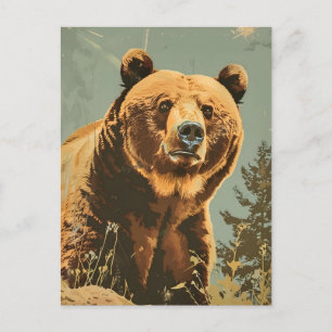 Carte Postale Portrait vintage de l'ours Brown
