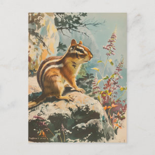 Carte Postale Portrait vintage du Chipmunk oriental