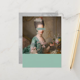 Carte Postale Portrait vintage modifié bloc de couleur sarcelle