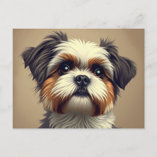 Carte Postale Portrait vintage Shih Tzu