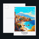 Carte Postale Portrait Vintage voyage de la Crète Grèce<br><div class="desc">Illustration de peinture Vintage voyage de la Grèce Crète</div>