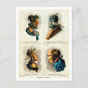 Carte Postale Portraits composites des métiers Vintage