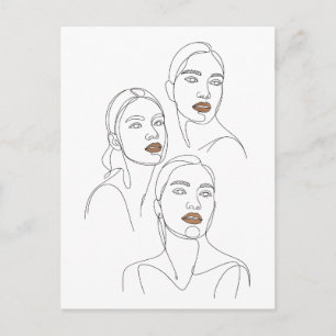 Carte Postale Portraits de femmes au trait minimaliste
