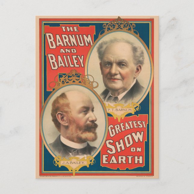 Carte Postale Portraits De P.T. Barnum Et J.A. Bailey (Devant)