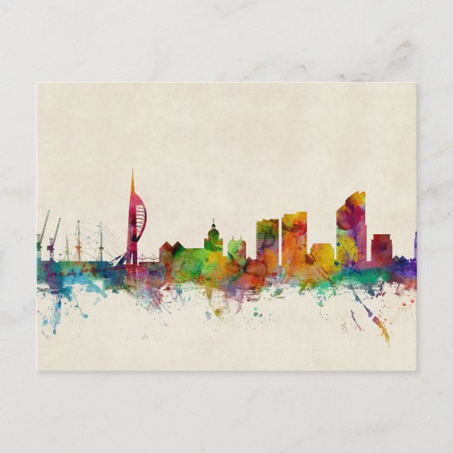 Carte Postale Portsmouth England Skyline (Devant)