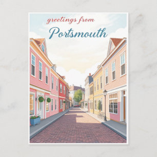 Carte Postale Portsmouth, New Hampshire – rues coloniales