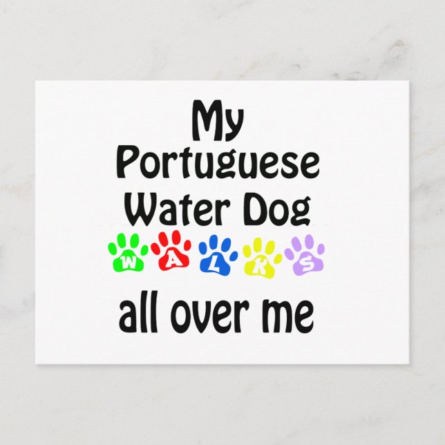 Carte Postale Portugais Water Dog Walks Design (Devant)