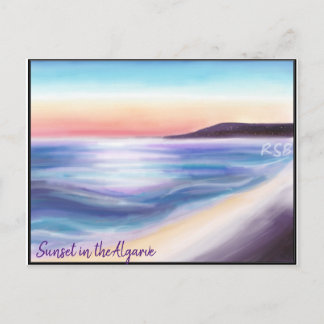 Carte Postale Portugal Algarve coucher de soleil mer sable falai