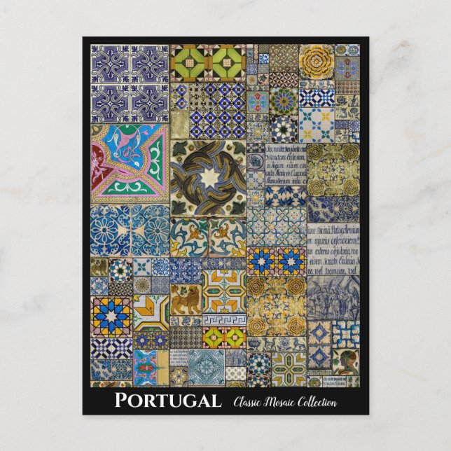 Carte postale Portugal en mosaïque colorée (Devant)