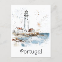 Portugal Phare Côte Aquarelle Voyage