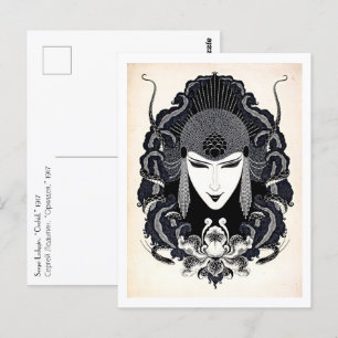 Carte Postale Pos de femme Art Nouveau Russe Élégant Vintage 191