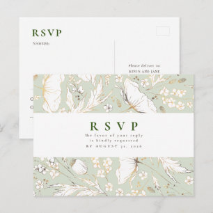Carte Postale Pos RSVP minimalistes pour mariage des Fleurs sauv