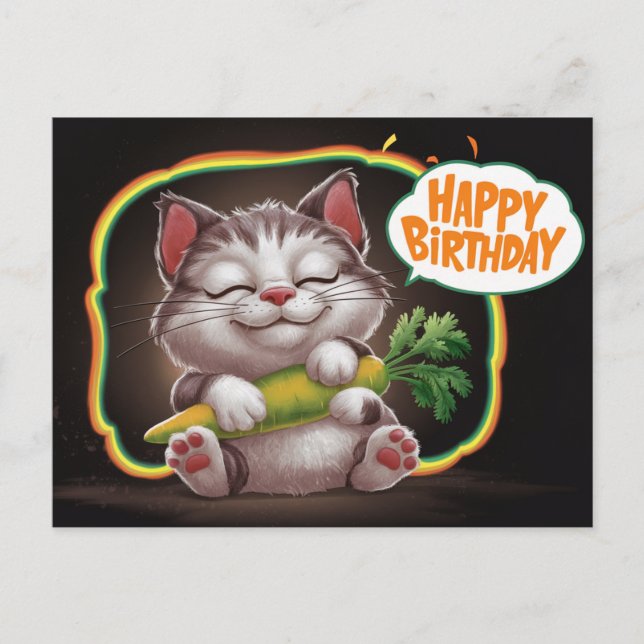 Carte Postale Poscards Happy Birthday Petit Chat 05 (Devant)
