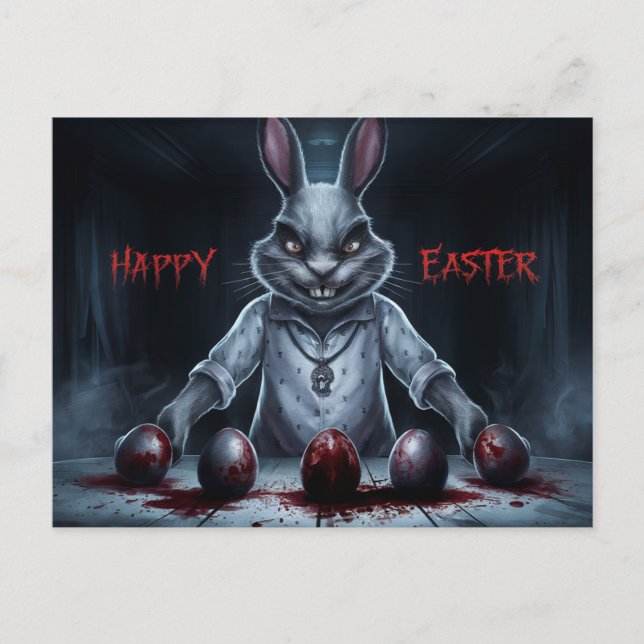 Carte Postale Poscards Happy Easter Lapin Oeuf Horror 03 (Devant)
