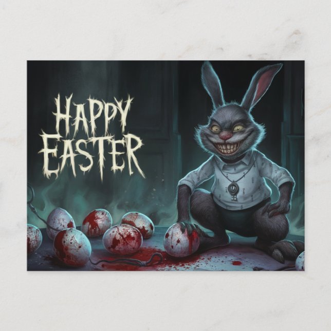 Carte Postale Poscards Happy Easter Lapin Oeuf Horror 08 (Devant)
