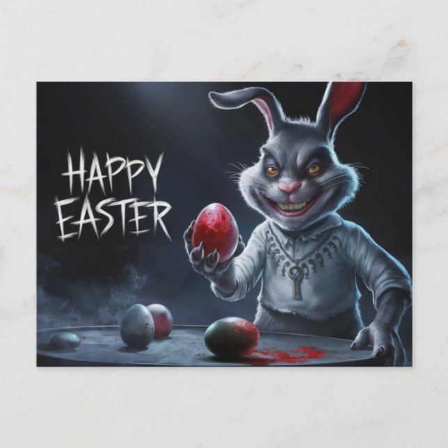 Carte Postale Poscards Happy Easter Lapin Oeuf Horror 09 (Devant)