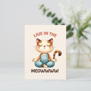Carte Postale Pose de Yoga de chat - Live in the Meowww