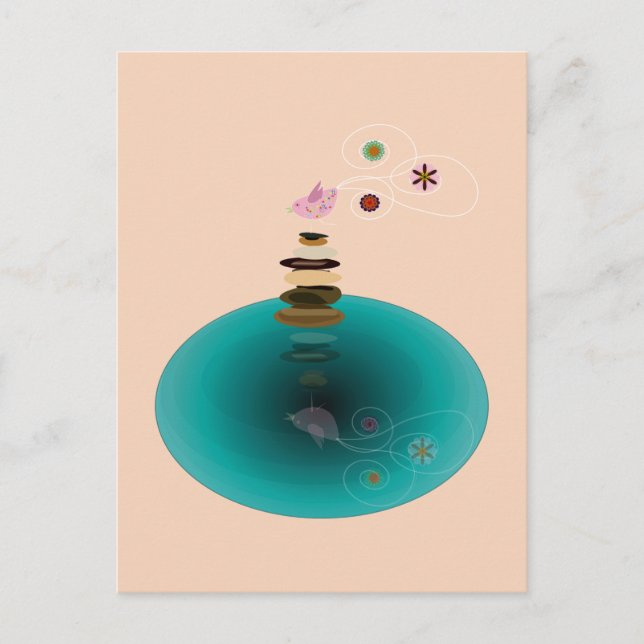 Carte Postale Pose de yoga, oisif sur les rochers (Devant)