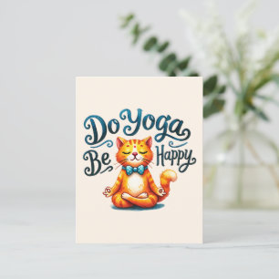 Carte Postale Pose Yoga Chat - Do Yoga, Be Happy