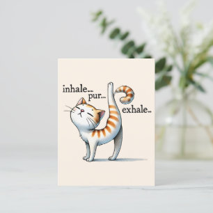 Carte Postale Pose Yoga Chat - Inhale - Pur - Exhale