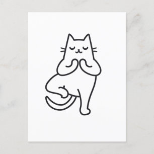 Carte Postale Poses et pattes : Feline Flow Yoga Design amoureux