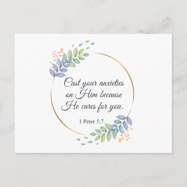 Carte Postale Posez vos angoisses sur Lui 1 Pierre 5:7 (Devant)
